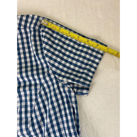 Universal Standard J Crew Gingham Dress Small Ruffles Blue Shift Drop Waist FLAW - Picture 7 of 12